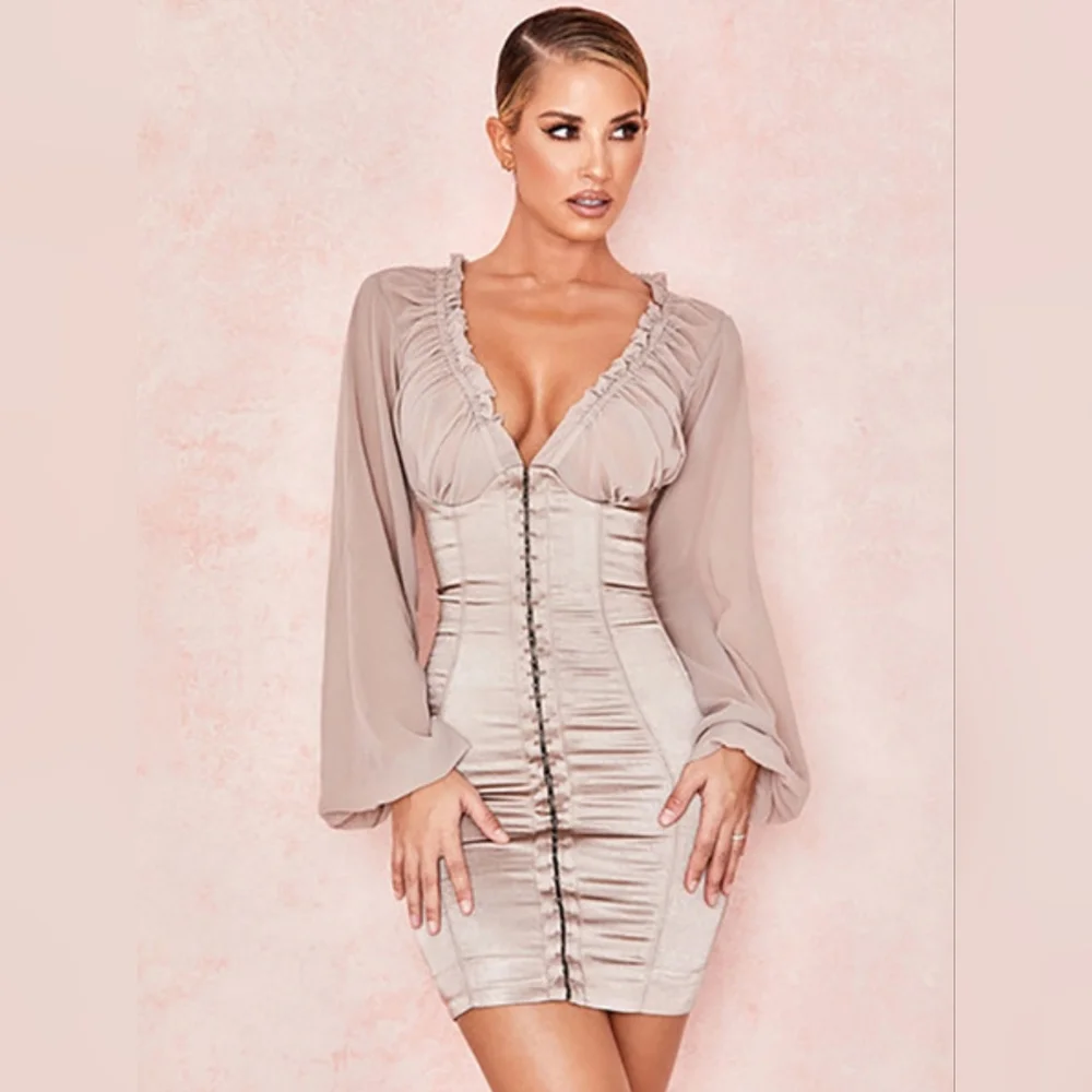 Fashion Nova- New With Tags Snatched Muted Rose  Mini Dress - Picture 7 of 7